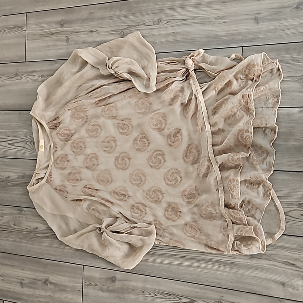Italian Silk tunic top with sheer sleeves